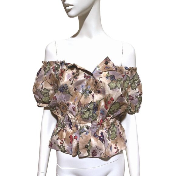 Y2K Laura Ashley Peasant Crop Top 8 Butterflies Berries Ivy Fairy Great Britain - Picture 3 of 13